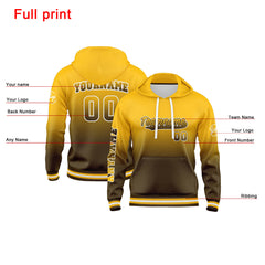 Benutzerdefiniert Braun Gelb Hoodie Personalisiert Männer Pullover Hoodie Gedruckt Team Name Number Logo für Frauen