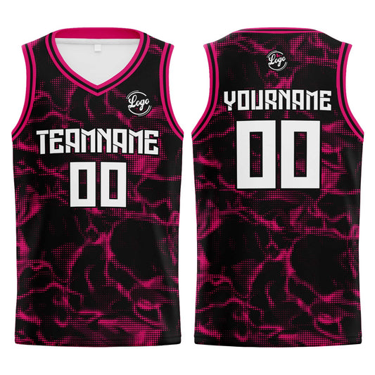 Benutzerdefinierter Schwarz Rosa Basketball Jersey Uniform Anzug gedruckt Ihr Logo Name Nummer