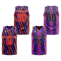 Benutzerdefinierte Rot Lila Reversible Basketball Jersey Personalisierte Print Name Nummer Logo