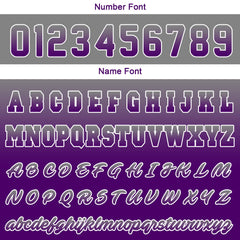 Benutzerdefinierte Varsity-Jacke. Letterman-Jacke für Männer, Frauen und Jugendliche Grauvioletter Verlauf