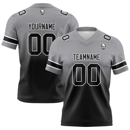 Benutzerdefinierte Grau Schwarz Gradient Fußball Trikots Personalisierter Name Nummer Logo