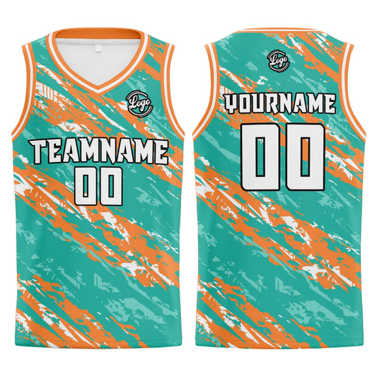 Benutzerdefinierter Teal Orange Basketball Jersey Uniform Anzug gedruckt Ihr Logo Name Nummer