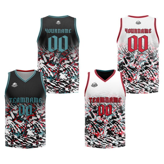 Benutzerdefinierte Schwarz Rot Reversible Basketball Jersey Personalisierte Print Name Nummer Logo