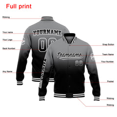Benutzerdefinierte Verlauf Varsity-Jacke. Letterman-Jacke Grau Schwarz