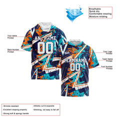 Benutzerdefinierte Marine Orange Teal Neongrün Kurzarm-Kapuzenpullover für Männer Frauen Hemden mit Kapuzen gedruckt Name Logo