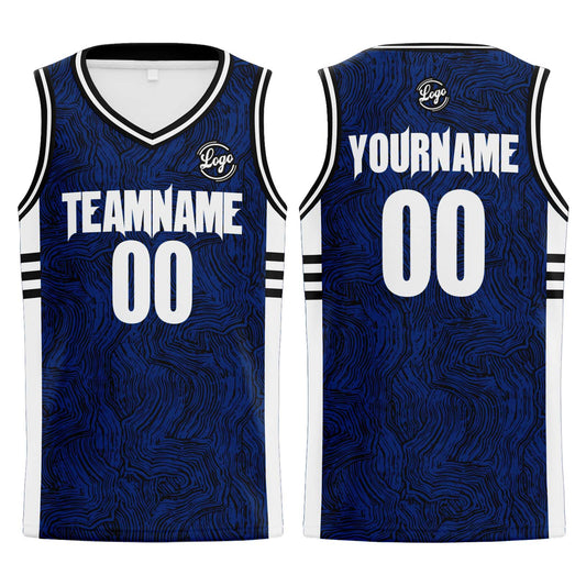 Benutzerdefinierter Schwarz Blau Basketball Jersey Uniform Anzug gedruckt Ihr Logo Name Nummer