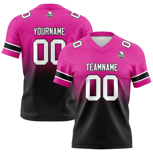 Benutzerdefinierte Rose & Schwarz Gradient Fußball Trikots Personalisierter Name Nummer Logo