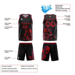 Benutzerdefinierter Schwarz Basketball Jersey Uniform Anzug gedruckt Ihr Logo Name Nummer