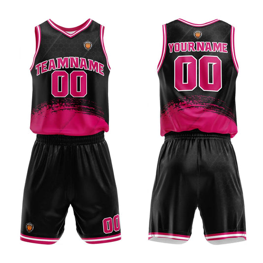 Benutzerdefinierter Schwarze Rose Basketball Jersey Uniform Anzug gedruckt Ihr Logo Name Nummer