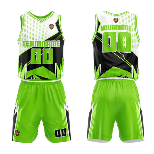 Benutzerdefinierter Neongrün Basketball Jersey Uniform Anzug gedruckt Ihr Logo Name Nummer