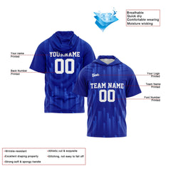 Benutzerdefinierte Königlich Kurzarm-Kapuzenpullover für Männer Frauen Hemden mit Kapuzen gedruckt Name Logo