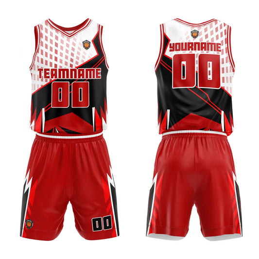 Benutzerdefinierter Rot Basketball Jersey Uniform Anzug gedruckt Ihr Logo Name Nummer
