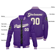 Benutzerdefinierte Verlauf Varsity-Jacke. Letterman-Jacke Lila Creme