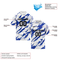 Benutzerdefinierte Weiß Blau Kurzarm-Kapuzenpullover für Männer Frauen Hemden mit Kapuzen gedruckt Name Logo