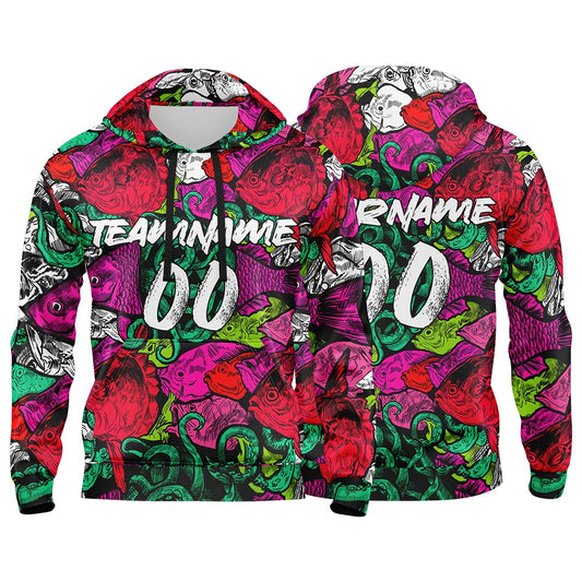 Benutzerdefinierter Sweatshirt-Hoodie für Mann, Frau, Mädchen, Junge. Drucken Sie Ihr Logo, Ihren Namen und Ihre Nummer Rot&Grün