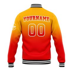 Benutzerdefinierte Verlauf Varsity-Jacke. Letterman-Jacke Hellorange Rot