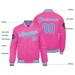 Benutzerdefinierte Verlauf Varsity-Jacke. Letterman-Jacke Dunkelgrün Rosa Hellblau