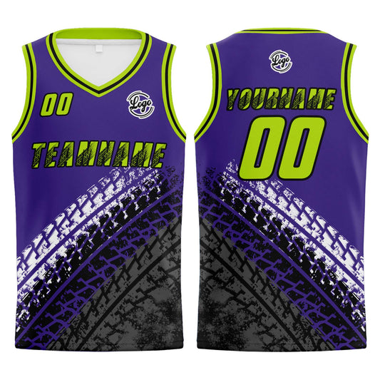 Benutzerdefinierter Lila Grün Basketball Jersey Uniform Anzug gedruckt Ihr Logo Name Nummer