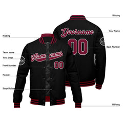 Benutzerdefinierte Verlauf Varsity-Jacke. Letterman-Jacke Karminrot Schwarz