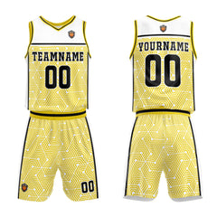 Benutzerdefinierter Weiß Gelb Basketball Jersey Uniform Anzug gedruckt Ihr Logo Name Nummer