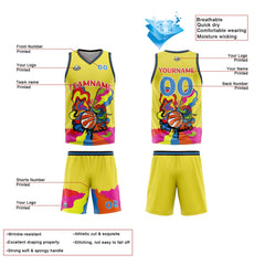 Benutzerdefinierter Gelb Basketball Jersey Uniform Anzug gedruckt Ihr Logo Name Nummer