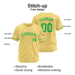 Benutzerdefinierte Authentisch Baseball-Trikot Gold-Grün
