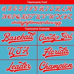 Benutzerdefinierte Authentisch Baseball-Trikot Hellblau-Rot