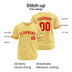 Benutzerdefinierte Authentisch Baseball-Trikot Gold-Rot