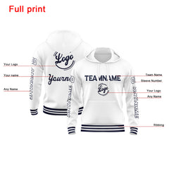 Benutzerdefiniert Marine Weiß Hoodie Personalisiert Männer Pullover Hoodie Gedruckt Team Name Number Logo für Frauen
