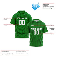 Benutzerdefinierte Grün Kurzarm-Kapuzenpullover für Männer Frauen Hemden mit Kapuzen gedruckt Name Logo