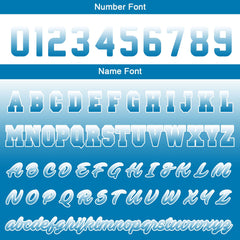 Benutzerdefinierte Varsity-Jacke. Letterman-Jacke für Männer, Frauen und Jugendliche Weiß Blau Verlauf