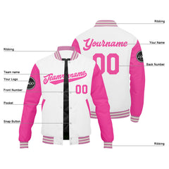 Benutzerdefinierte Verlauf Varsity-Jacke. Letterman-Jacke Pink