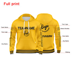 Benutzerdefinierter Gelb Hoodie für Mann, Frau, Mädchen, Junge. Drucken Sie Ihr Logo, Ihren Namen und Ihre Nummer