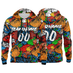 Benutzerdefinierter Sweatshirt-Hoodie für Mann, Frau, Mädchen, Junge. Drucken Sie Ihr Logo, Ihren Namen und Ihre Nummer Orange&Royal