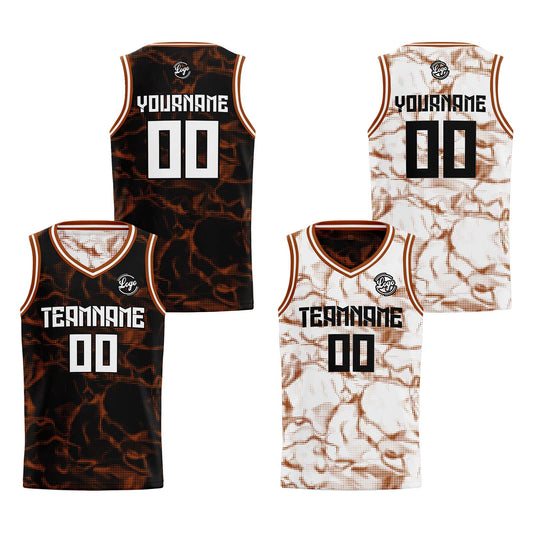 Benutzerdefinierte Schwarz Braun Reversible Basketball Jersey Personalisierte Print Name Nummer Logo