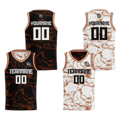 Benutzerdefinierte Schwarz Braun Reversible Basketball Jersey Personalisierte Print Name Nummer Logo