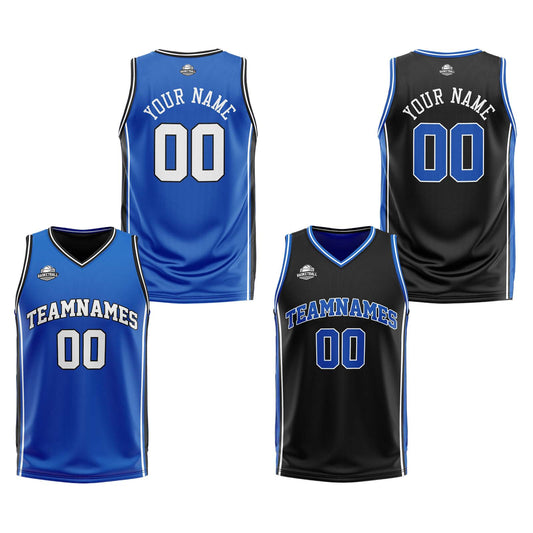 Benutzerdefinierte Royal Schwarz Reversible Basketball Jersey Personalisierte Print Name Nummer Logo