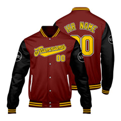 Maßgeschneiderte Rot Schwarz Letterman Varsity Jacket Individuelle Stickerei Druck nach Ihrem Wunsch