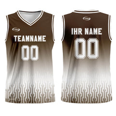 Benutzerdefinierter Braun Weiß Farbverlauf Basketball Jersey Uniform Anzug gedruckt Ihr Logo Name Nummer