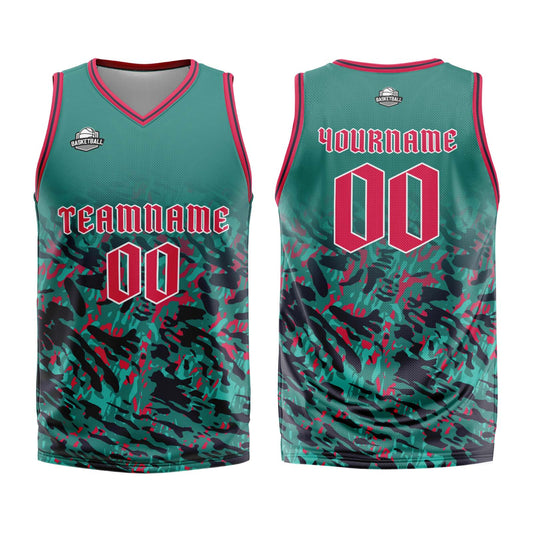 Benutzerdefinierter Grün Rot Basketball Jersey Uniform Anzug gedruckt Ihr Logo Name Nummer