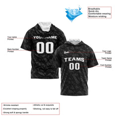 Benutzerdefinierte Schwarz Grau Kurzarm-Kapuzenpullover für Männer Frauen Hemden mit Kapuzen gedruckt Name Logo