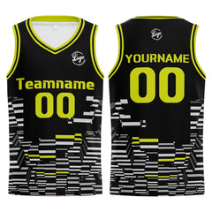 Benutzerdefinierter Schwarz Kalk Grün Basketball Jersey Uniform Anzug gedruckt Ihr Logo Name Nummer