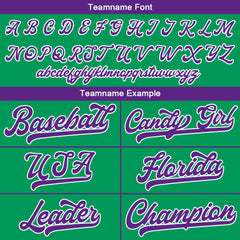 Benutzerdefinierte Authentisch Baseball-Trikot Grün- Lila