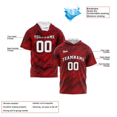 Benutzerdefinierte Rot Kurzarm-Kapuzenpullover für Männer Frauen Hemden mit Kapuzen gedruckt Name Logo