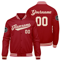 Benutzerdefinierte Verlauf Varsity-Jacke. Letterman-Jacke Rot Creme