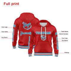 Benutzerdefiniert Blau Rot Hoodie Personalisiert Männer Pullover Hoodie Gedruckt Team Name Number Logo für Frauen