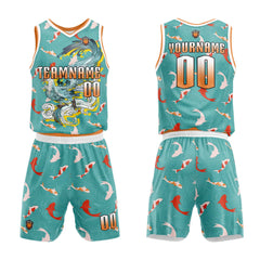 Benutzerdefinierter Teal Orange Basketball Jersey Uniform Anzug gedruckt Ihr Logo Name Nummer