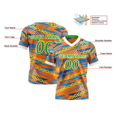 Benutzerdefinierte Orange Grün Reversibel Fußball Trikot Personalisierte Gradient Fußball Shirts für Männer gedruckt Team Name Nummer Logo