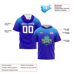 Benutzerdefinierte Violettes Licht Kurzarm-Kapuzenpullover für Männer Frauen Hemden mit Kapuzen gedruckt Name Logo