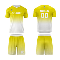 Benutzerdefinierte Gelb Weiß Trikots für Männer Frauen Personalisierte Fußball Uniformen für Erwachsene und Kind